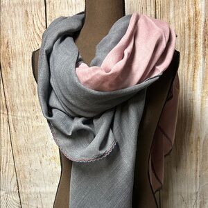 Colorblock Light Pink and Gray Women's Wrap Scarf, New